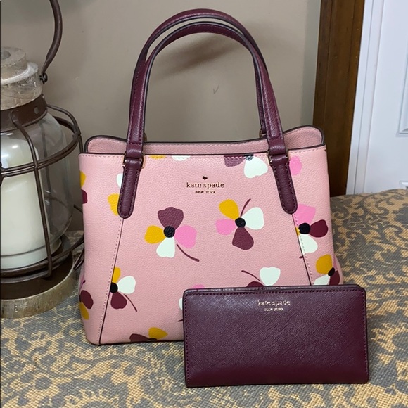 kate spade Handbags - Kate Spade Jackson dusk buds satchel cherrywood
